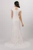 2020 rocznika koronki Suknia ślubna Modest Cap Rękawy Champagne Ivory Proste Suknie Ślubne LDS Country Western Bride Dress