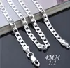 Joyería de plata de calidad superior de 16-30 pulgadas Envío gratis Chapado en plata bastante linda moda 4MM cadena hombres estilo collar puede caber joyería colgante