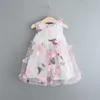 Kids Designer Clothes Girls Flower Dresses Butterfly Printed Princess Dress Sleeveless Toddler Girl Tulle Dresses Boutique Kids Clothes 4125