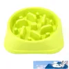 Plastic Pet Feeder Anti Choke Dog Bowl Puppy Cat Slow Down Eatting Feeder Healthy Diet Dish Jungle Design Pink Blue Green1631966