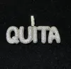 Мужское ожерелье в стиле хип-хоп на заказ с микро-начальным именем и буквами, кулон с номером, комбинированное микро-паве, кубический цирконий, маленький размер, подвеска-пузырь256a
