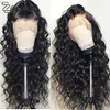 Long Black Wig Deep Wave High Temperature Fiber Free Part 150% Heavy Density Lace Front Synthetic Wigs For Women