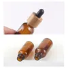 100pcs/5-100ml bamboo cap dropper glass bottle eco-friendly wooden lid essential basic massage oil serum pipette refillable bottle container