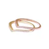 3 couleurs Sparkling Wishbone Ring Or rose plaqué or jaune Bague de mariage pour Pandora 925 Silver CZ bagues en diamant avec boîte d'origine