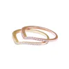 3 cores Sparkling Wishbone Ring Rose ouro amarelo banhado a ouro anel de casamento para Pandora 925 prata CZ anéis de diamante com caixa original