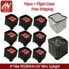 10pcs 미니 DJ 라이트 무선 DMX Uplighting 4x18W RGBWA UV 6in1 배터리 작동 LED PAR 웨딩 푸드 케이스