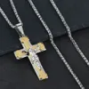 Hot sale fashion Men Christ Crucifix Jesus Pendant Necklaces Stainless Steel Link Chains Religious Cross Jewelry