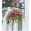 62 cm 25 huvuden Artificial Flower Morning Glory Fake Silk Hanging Plant Vine Simulation Wall Garland Wedding Home Party Diy Decor