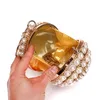 Abera 2020 New Women Pearl Evening Bags 라운드 모양의 다이아몬드 파티 저녁 지갑 미니 클러치 지갑 금속 핸드 가방 MN1498264C