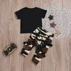 Baby Camouflage Outfits Boys Letter Print Top T-shirt + Camo Byxor 2st / Set Bomull Sommar Mode Boutique Kids Kläder Ställer M2448