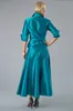 2020 Elegant Mother of the Bride Dresses V Neck Long Sleeves Lace Satin Evening Gowns Custom Made Tea-Length Plus Size Wedding Guest Dress