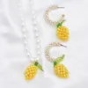 Collana di perline a forma di limone di frutta fresca e carina con orecchini di collana di perle imitazione per gioielli per le vacanze estive in spiaggia