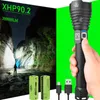 Bright XHP90 Tactical XHP90.2 High Power LED -zaklampen Torch USB oplaadbare flitslicht 18650 Torch Light Camping