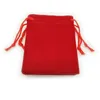 75 sztuk Trzy wymiary (5 * 7 cm / 7 * 9 cm / 10 * 12 cm) aksamitna torba sznurka torba / hurtowa torba na biżuterię / torba na prezent ślubny czerwony Boże Narodzenie \ t