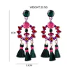 Boho Statement Sieraden Lange Kwastje Grote Oorbellen Dangle Drop Crystal Earring voor Dames 4 kleuren