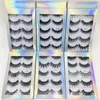 Gorąca sprzedaż Najlepsza cena 5 Para Naturalne Grube Syntetic Eye Lashes Makeup Handmade Fake Cross False Eyelaski z Holografic Box DHL za darmo