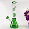 Green Glass Water Bong Hookhs Bent Tube Grzyby Perc PerColator 11.8onch do akcesoriów do palenia