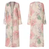 Las más nuevas mujeres blusa suelta verano gasa chal kimono manga larga cardigan protección solar tops1