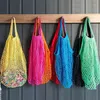 Reusable Shopping Grocery Bag 14 Color Large Size Shopper Tote Mesh Net Woven Cotton Bags Portable Shopping Bags Home Storage Bag EEA1198-6