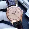 Topp version 5227G001 Champagne Date Dial Rose Gold Steel Case 9015 Automatisk rörelse MEN039S Titta på Black Leather Strap Luxry 7569686