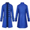 Men's Jackets Men Vintage Jacquard Punk Jacket Velvet Trim Steampunk Long Sleeve Gothic Brocade Frock Uniform Coat