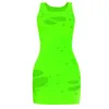 Casual jurken mode vrouwen dames zomer sexy mouwloos gescheurd jurk vrouwelijke bodycon ruches tank mini sundress zwart roze