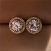 125CT Round Moissanite White Diamond Halo Boucles d'oreilles de goujon coupés brillantes 18K BRIDE BRIDE MARIAGE DE MARIAGE DE MEUX BIJOURS Gift9379905