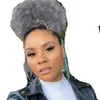 African American Silver Grey Hair Afro Puff Kinky Curly Ponytails Human Extension Natural Curl Updos Salt och Pepper Grey Pony Tai4080004