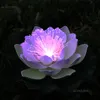 Artificial Waterproof LED Optic Fiber Light Floating White Lotus Flowers Lily Wedding Party Night Light Decoration D551264U