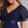 فساتين السهرة xucthhc أنيقة الخامس الرقبة الكشكشة الشيفون الرسمي مساء ثوب حزب اللباس رداء vestidos دي فييستا دي noche ألف خط