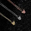 925 Sterling Silver Womens Crown Pendant Chain Necklace Gold Plated Iced Out Cubic Zirconia Bling Diamond Fine Quality Hip Hop Rapper Jewelry Gift for Girls Collior