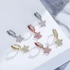 Мужчины Женщины моды серьги 3 цвета для опции Золото Серебро Цвет CZ Искорка Star Earings обручи Iced Out Bling CZ Rock Punk ювелирные изделия