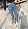 Jeans da donna a vita alta 2020 nuovi pantaloni retrò moda primavera estate coreana pantaloni a matita blu doppio petto per donna