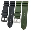 24mm 26mm Rubber Silicone Green Black Blue Watch Band For PAM Stainless Steel Pin Buckle22mm Diving Strap Deployment Clasp Men F328S