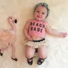 Baby Girl Одежда Письмо Печатные Жилеты Шорты 2 ШТ. Наборы Розовые Топы Чисавые Брюки Костюмы Летние Рукавовные Детские Одежда Установите BT4021