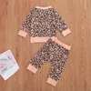 Baby Girl Clothes Leopard Infant Girls Tops Pants 2pcs Sets Long Sleeve Children Outfits Pullover Boutique Baby Clothing 2 Colors DW5653