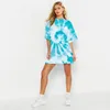 8 färger Kvinnor Tie-Dye Tryck Top Loose Casual Mid-Sleeved Round Neck T-shirt Sommar Ny Fashion Mid-Length Shirt Maternity Tees