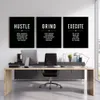 Inspirational Poster Modern Canvas Wall Art Grind Hustle Execute Life Quote Motivational Painting Prints Minimalism Wall Pictures for Office Decoration