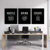 Affiche inspirante en toile moderne art mural hustle exécuter la vie citation de motivation imprime le minimalisme images de mur pour décoration de bureau