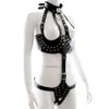 PU cuero reina sujetador abierto vestido cinturón de castidad femenina cuello bondage collar restricción pantie Adulto SM Sex Game Toy para pareja mujer Y200616