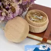 Beech Wood Small Round Storage Box Retro Vintage Ring Box for Wedding Natural Wooden Jewelry Case ZZA1360