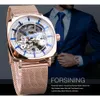 Forsiner Rose Gold Mécanique Men de bracelet Creative Square Transparent Business Steel Mesh Band Sports Automatic Watches Gift3992536