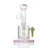 6.4 inchs beaker Bong Pink glass water bongs smoking pipe dab rigs thick glass bongs hookahs shisha with 14mm banger