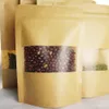 Standing Kraft paper bag with window ziplock bag, 3pcs of each size of 9x14cm & 12x20cm & 15x22cm & 18x26cm