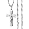 Offre spéciale mode hommes Christ Crucifix jésus pendentif colliers en acier inoxydable lien chaînes religieux croix bijoux