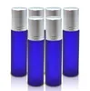 Blue 10ml Frosted Glass Roll On W/ Stainless Steel Roller Ball Essential Oils Perfume Bottles 200pcs/lot BY DHL Free Shipping