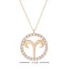 2020 nouveau 18k or signe du zodiaque rond pendentif collier bélier gémeaux balance 12 Constellation classique collier diamant bijoux