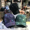 Cappello hip-hop da ragazza con strass, berretto da baseball con paillettes di perle di lusso, cappello estivo in cotone