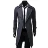 Fashion Coat Men Wool Coat Vinter Varm Solid Lång Trench Jacket Bröst Business Casual Overcoat Parka