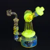 Robot Fumed Hanger Hookah Heady Recycler Dab Rig unik Bong Inline Percolator Glass Water Pipes Sidercar med 14mm banger